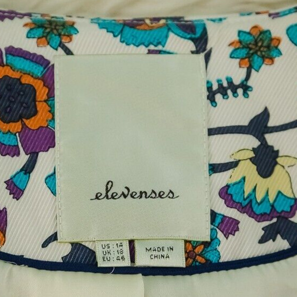 Elevenses Anthropologie Size 14 Patchwork Petal Floral Open Blazer Jacket - Picture 4 of 7